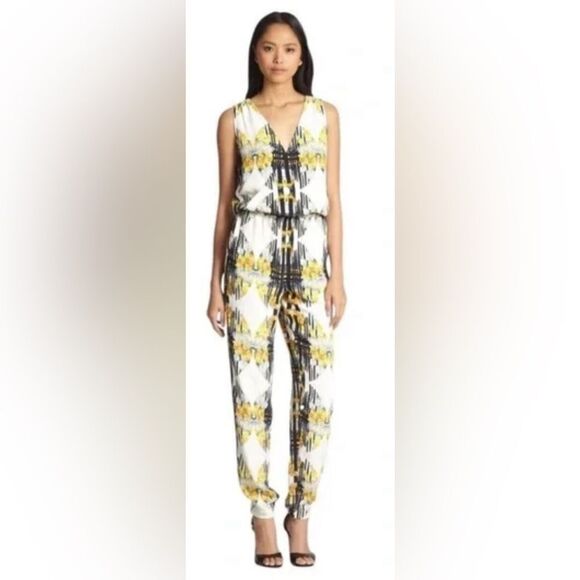 Rebecca minkoff floral jumpsuit 100% silk size 4 - Picture 1 of 10